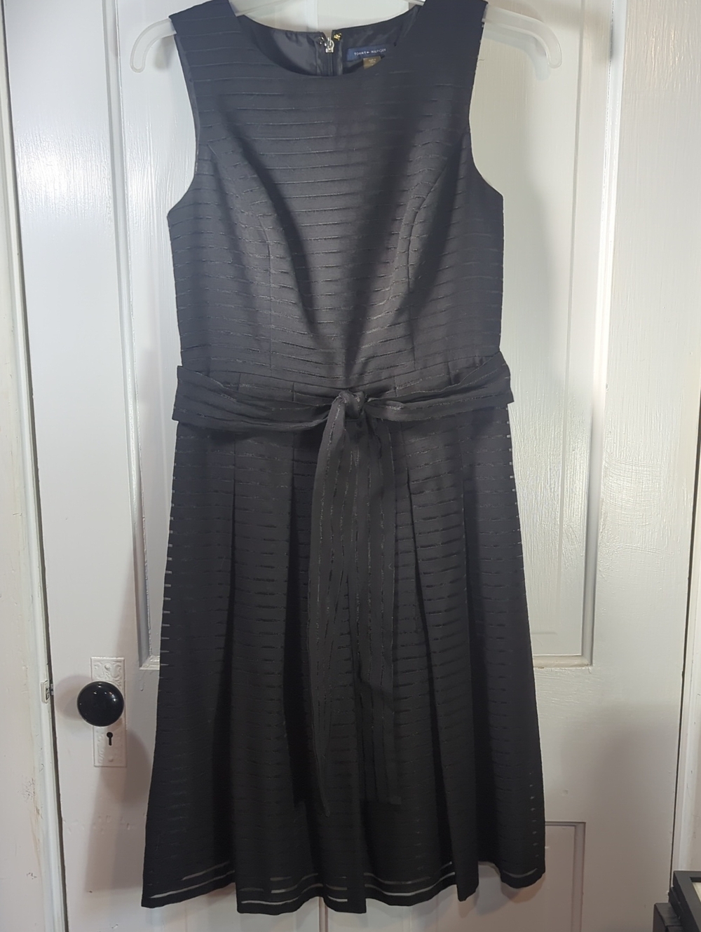 Tommy Hilfiger black illusion stripe flare dress